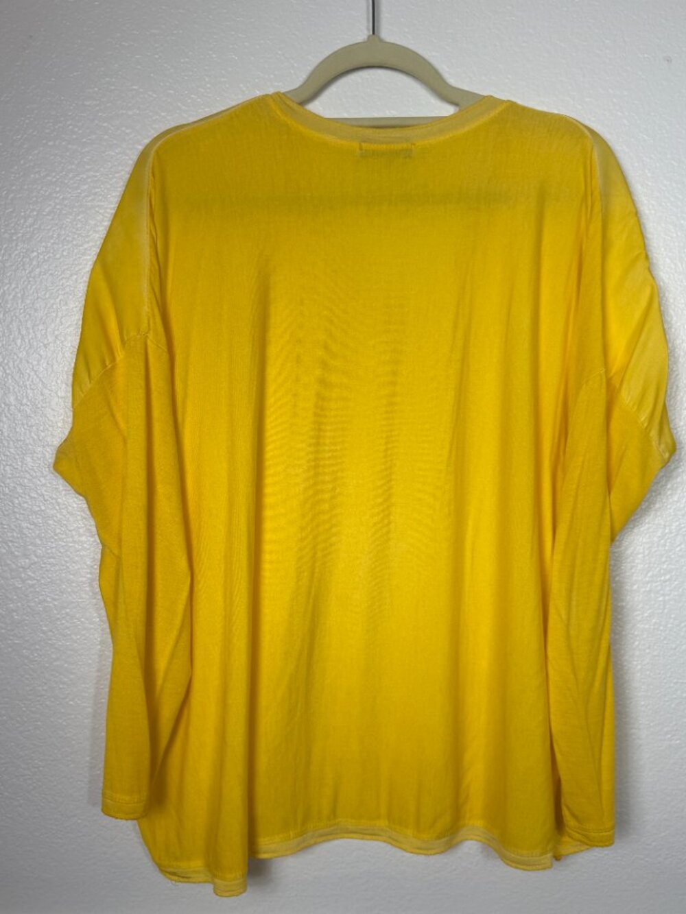 Natacha Paris Silk Blend Tunic Top Women One Size Yellow Long Sleeve V-Neck